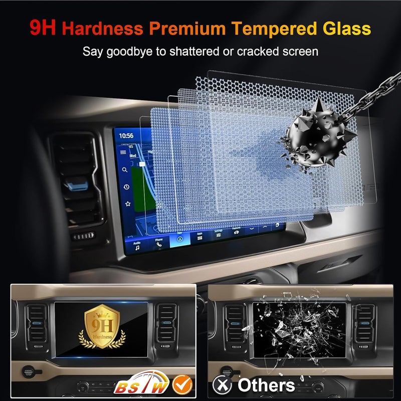 BSTW Bronco Screen Protector 12 In for 2021-2024 Ford Bronco Raptor/Wildtrak/Outer Banks/Everglades/Badlands SYNC 4 12" Touchscreen Tempered Glass Protective Film - Image 4